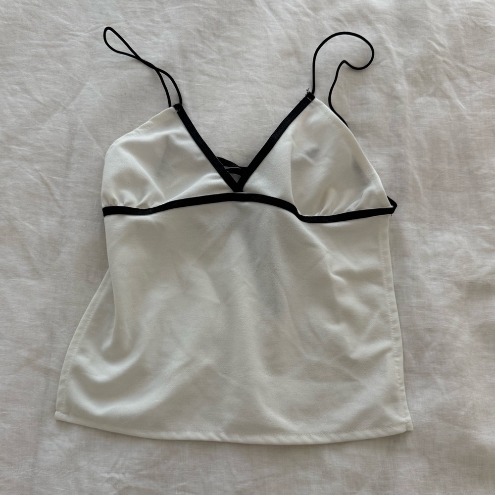 White and Black Spaghetti Strap Backless Cami